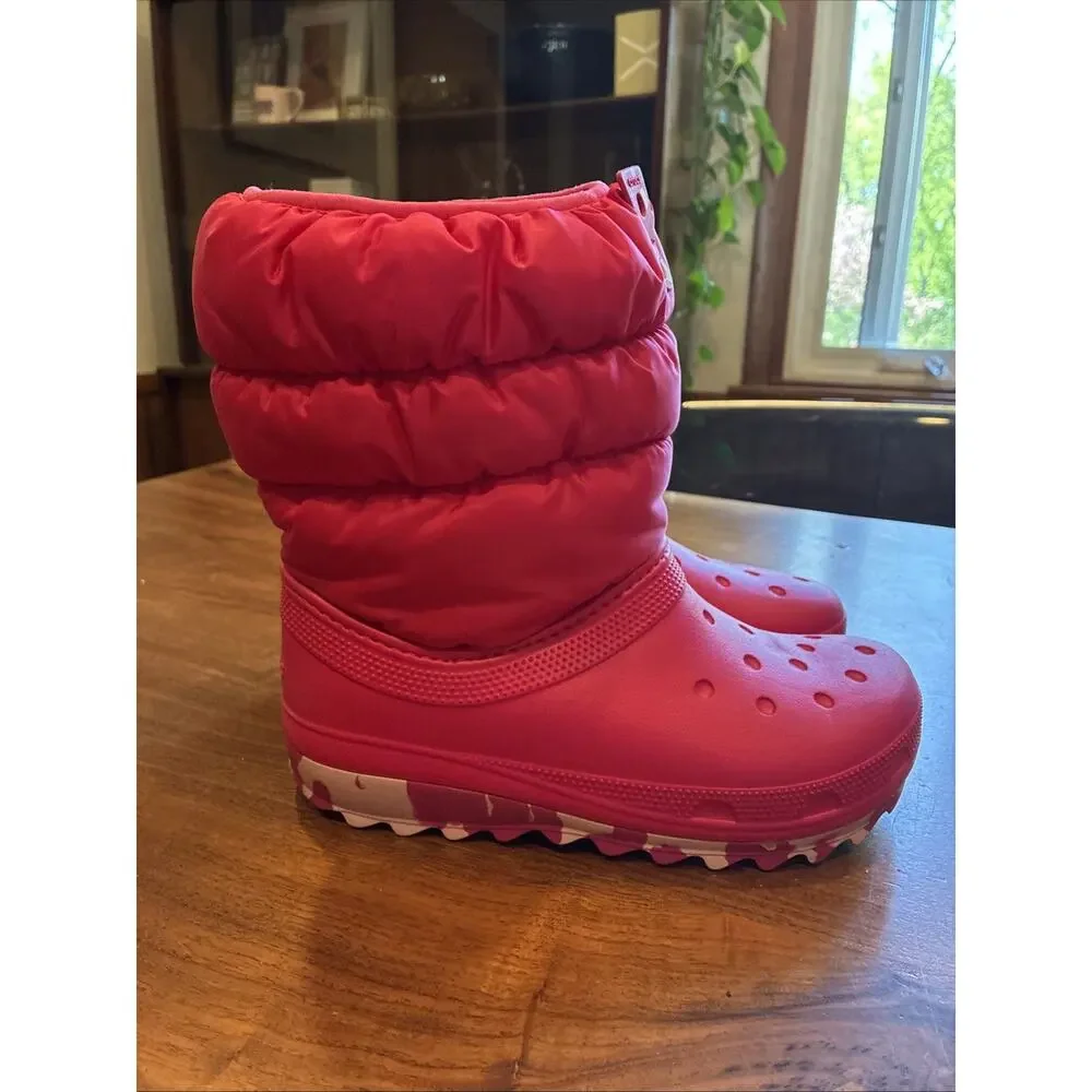 Crocs‎ Neo Puff Boots Toddlers Size J6 Classic Lined Pink Winter Lined
